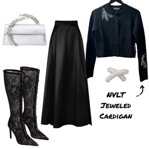 NVLT Black Jeweled Cardigan